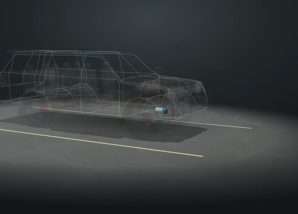 See-through 3D Toyota Sequoia with 1 part lit up for a/c repair