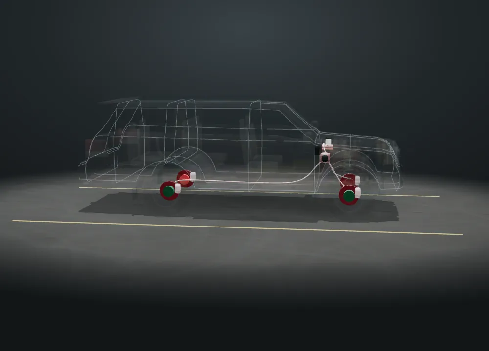 See-through 3D Toyota Sequoia with the brake parts lit