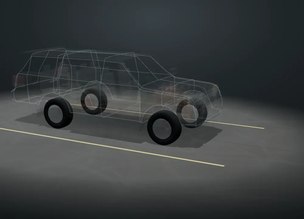 See-through 3D Toyota Sequoia with 1 part lit up for flat repair